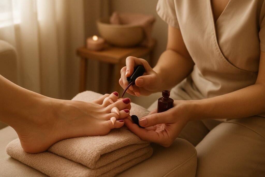 pose vernis classique pieds image ia